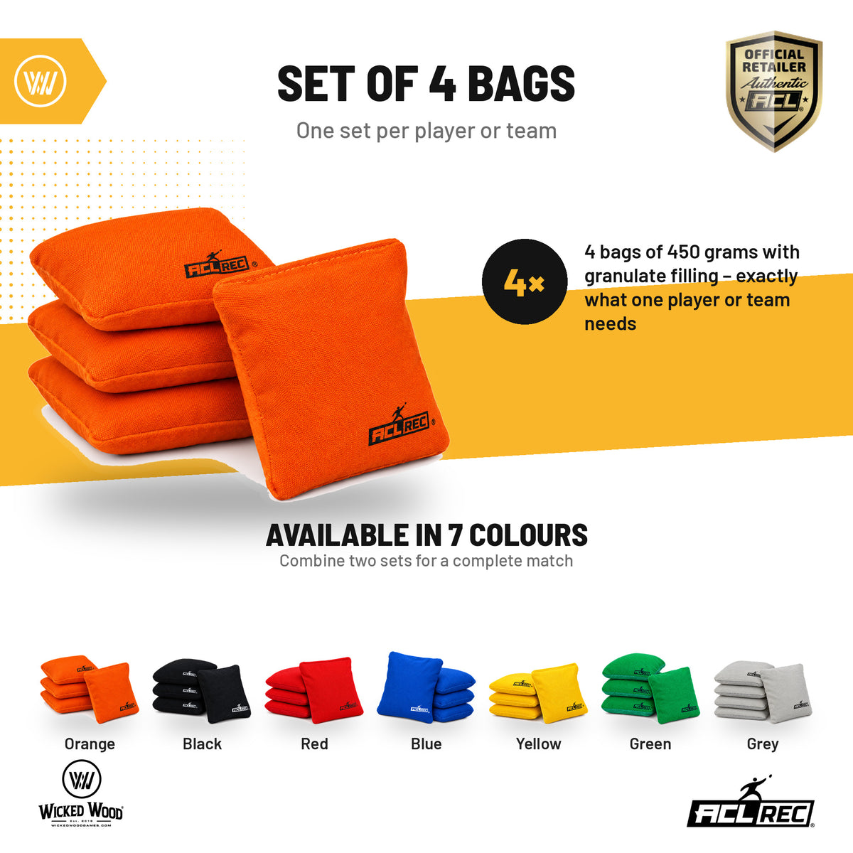 1x4 Cornhole Bags - Double Sides - ACL REC - Granulaat vulling