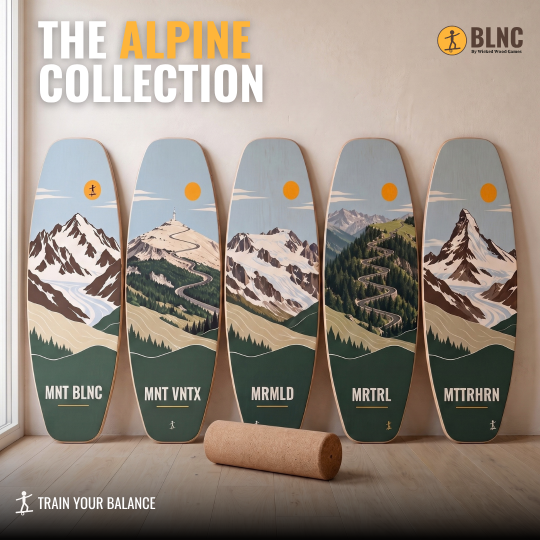 BLNC Balance Boards - ALPINE-KOLLEKTION - Inkl. Roller och Board Stoppers