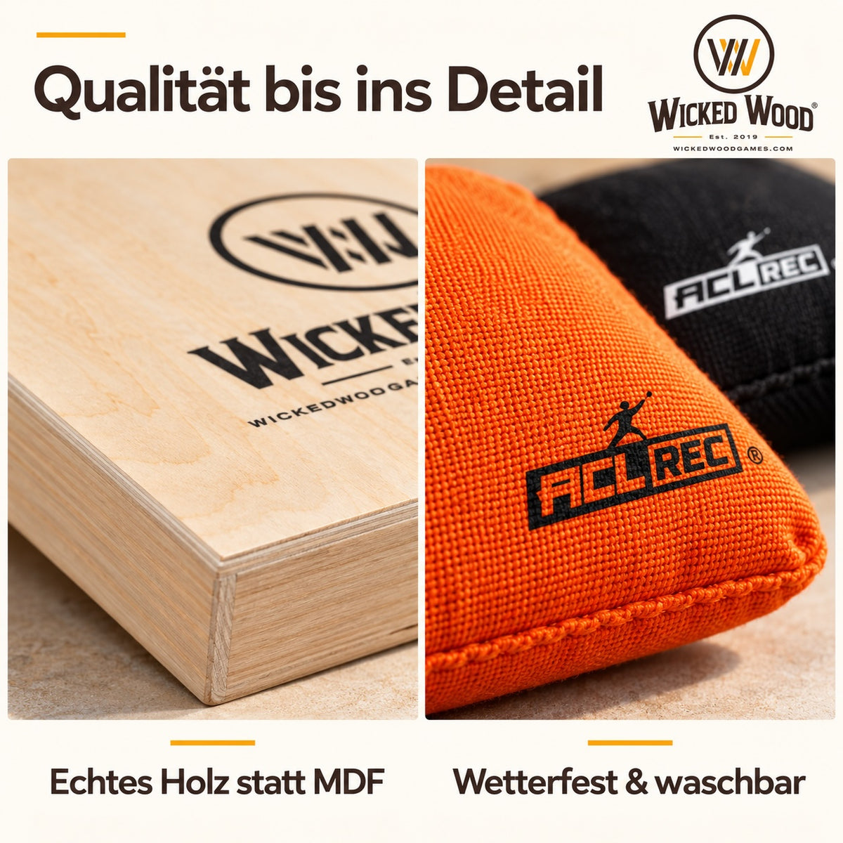 Cornhole Starter Bundle 90x60 – Lackerade brädor, bärväska, tygkasse & koozie – Wicked Wood Games