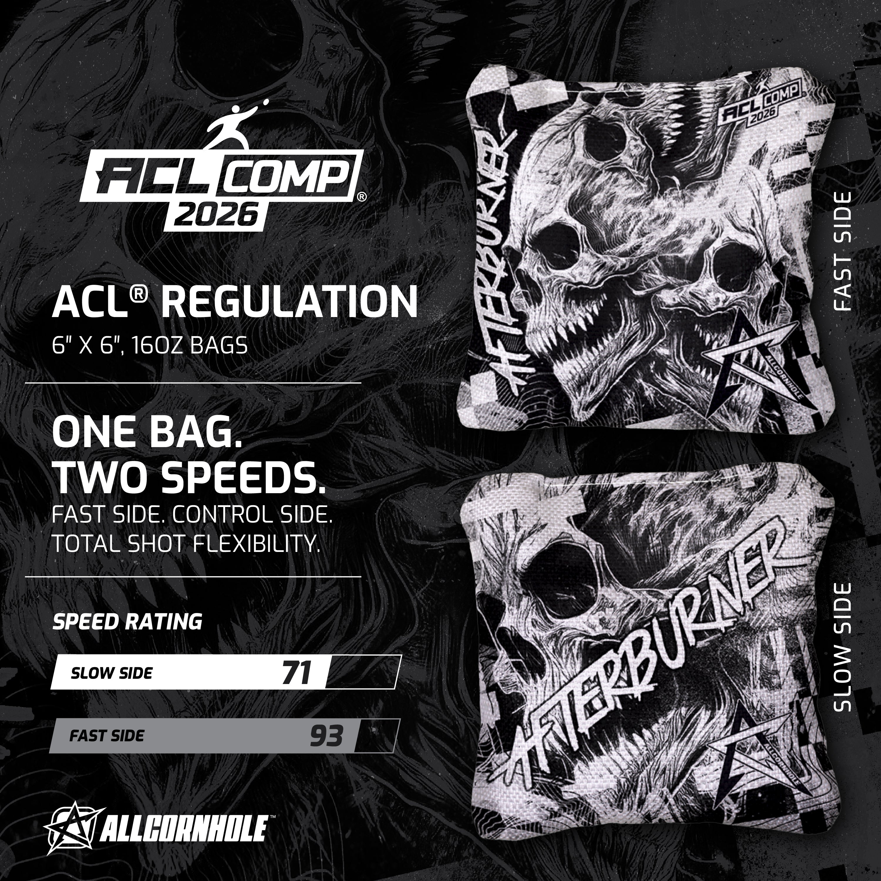 ALLCORNHOLE - AFTERBURNER 2026 - ACL COMP - 1x4 Cornhole Bags Cornhole Bags AllCornhole